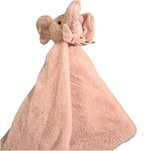 Mon Lapin Pink Plush Elephant Lovey Security Baby Blanket L 29” Monogram “A”
